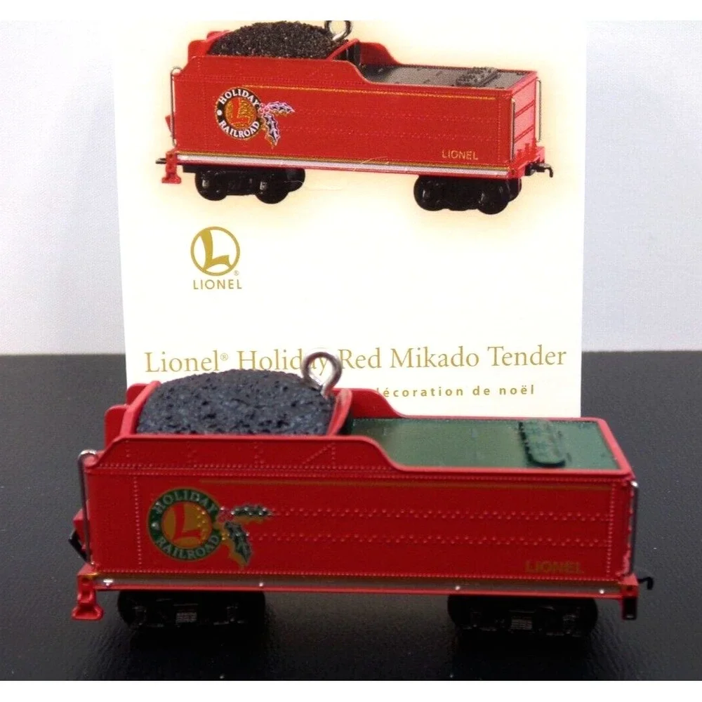 Hallmark Ornament 2009 Lionel Holiday Red Mikado Locomotive Tender & Boxcar (3)